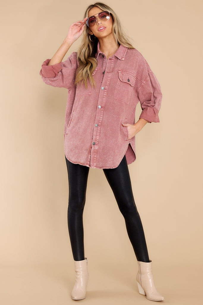 Got You Falling Mulberry Pink Cotton Shacket | Red Dress 