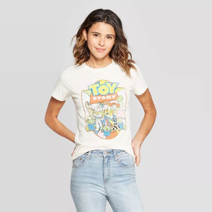 Women's Disney Vintage Toy Story Short Sleeve Graphic T-Shirt (Juniors') - Ivory | Target