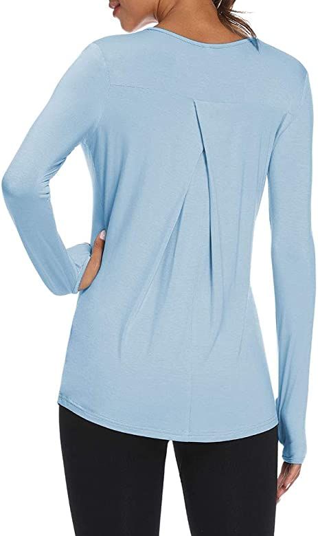 Mippo Long Sleeve Workout Shirts Yoga Athletic Gym Tunic Tops with Thumb Hole | Amazon (US)