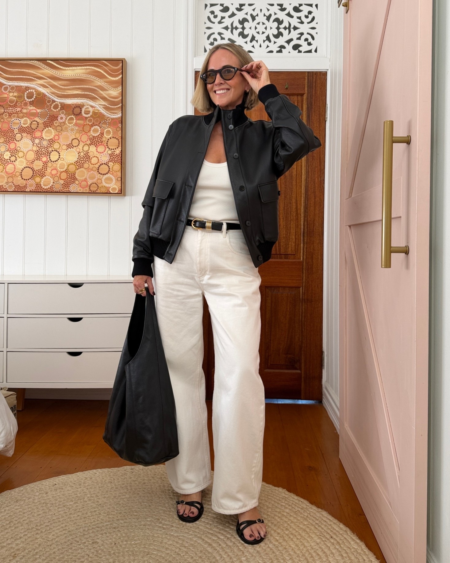 DETAILS BELOW ⬇️

Leather jacket: not linked but head to IDA+S and use code NIKKI10 … I’m in XL for a slouchier fit.

Tank: L
Jeans: 30

Shoes (not linked) are FRANKIE4 Jolie heels

#LTKaustralia #LTKover50style #LTKwinter