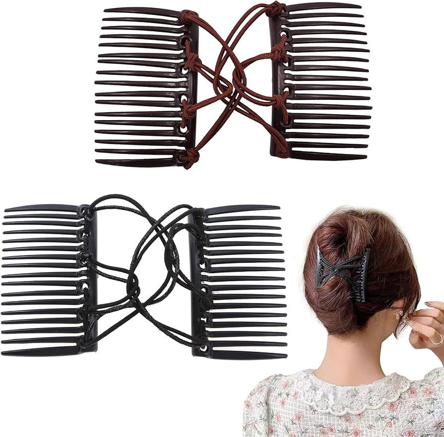 2 Pcs Magic Hair Combs,Plastic Double Hair Combs Elastic Magic Hair Clip Comb Ponytailer Styling ... | Amazon (UK)