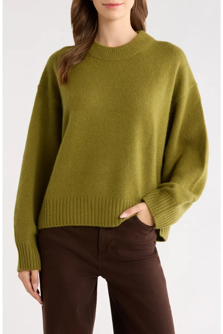 Reformation Cove Cashmere Oversized Crewneck Sweater in Pear at Nordstrom, Size Small | Nordstrom