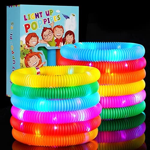 SCIONE Glow Sticks Bulk Party Favors for Kids 4-8-12, Light Up Pop Tubes Sensory Toy 6 Pack Glow ... | Amazon (US)