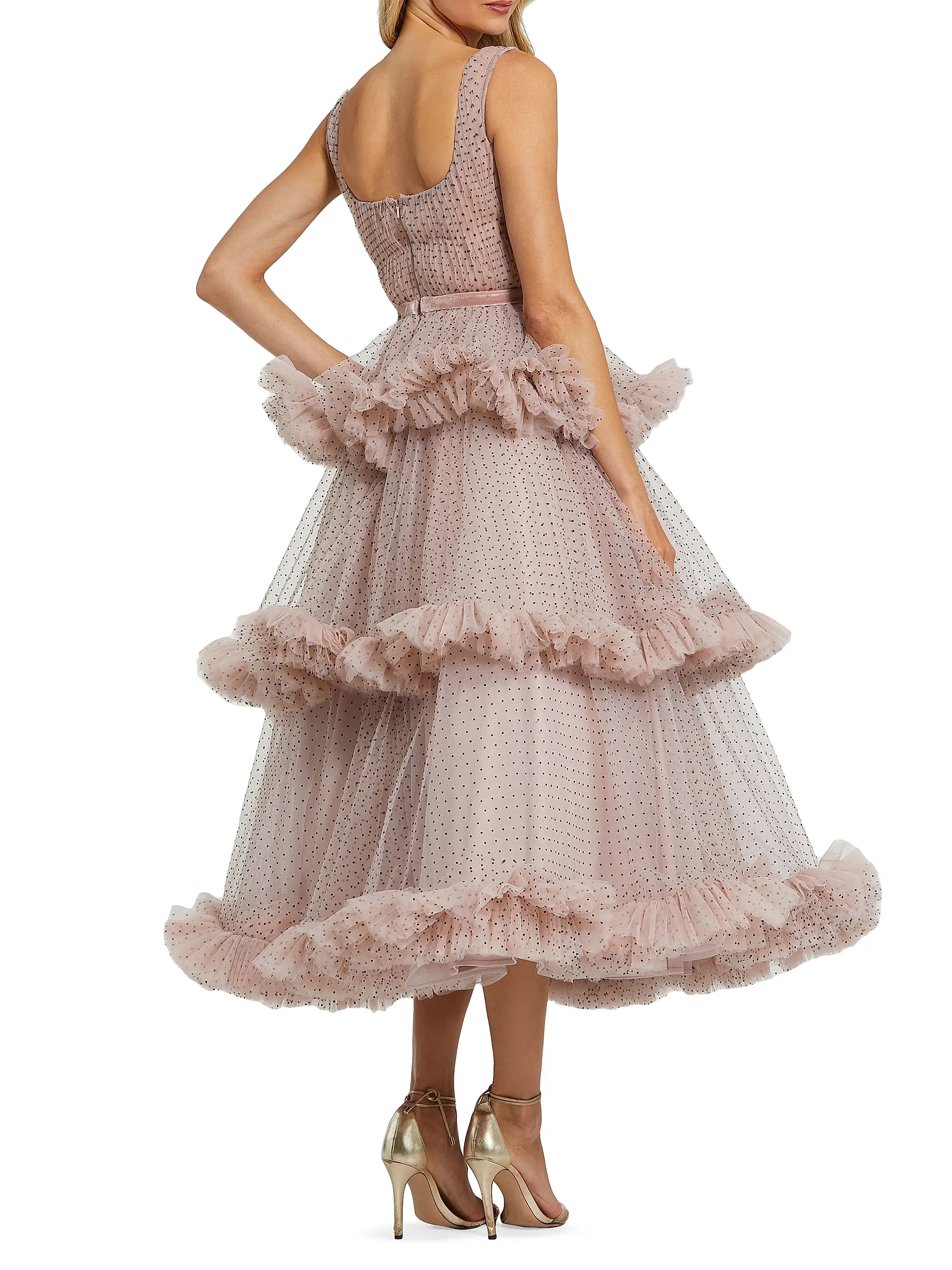 Mac Duggal Polka Dot Ruffle Tulle Cocktail Dress | Saks Fifth Avenue | Saks Fifth Avenue