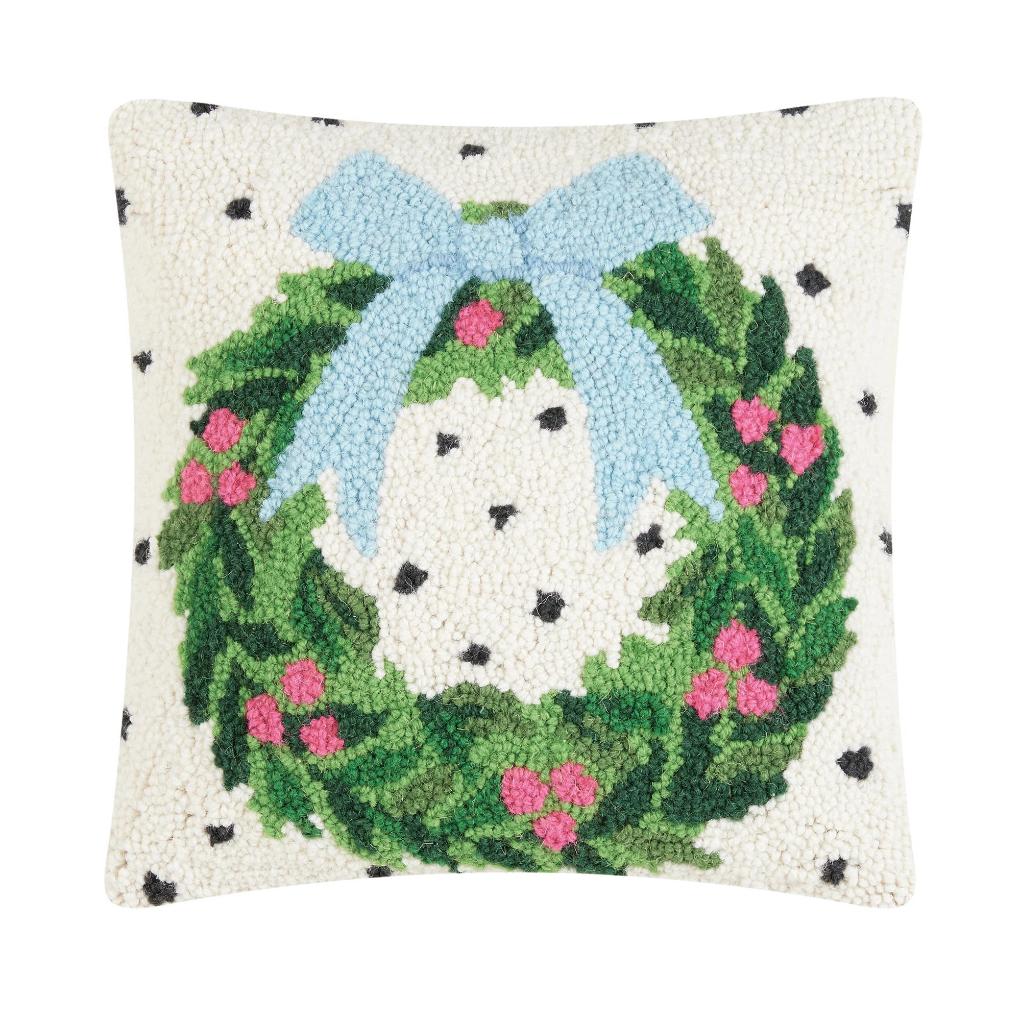 Spotted Holiday Wreath Hook Pillow | Wayfair North America