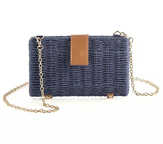 Shiraleah Augus tine Straw Clut ch w/ Removable Crossbody Stra - QVC.com | QVC