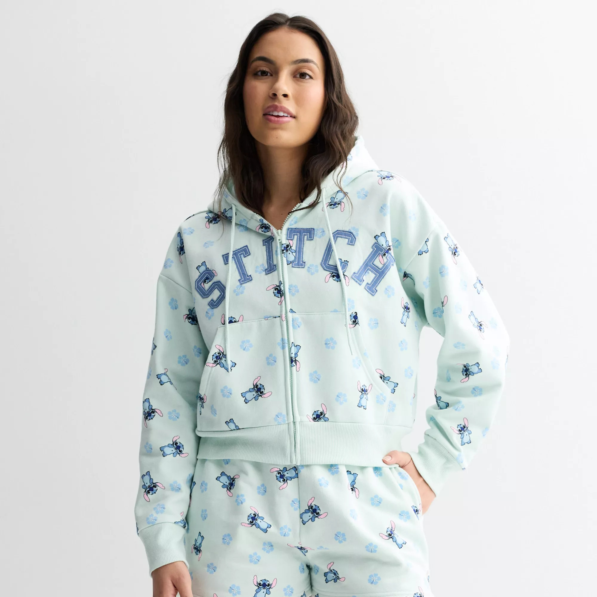 Juniors' Disney Stitch Long Sleeve Zip Hoodie | Kohl's