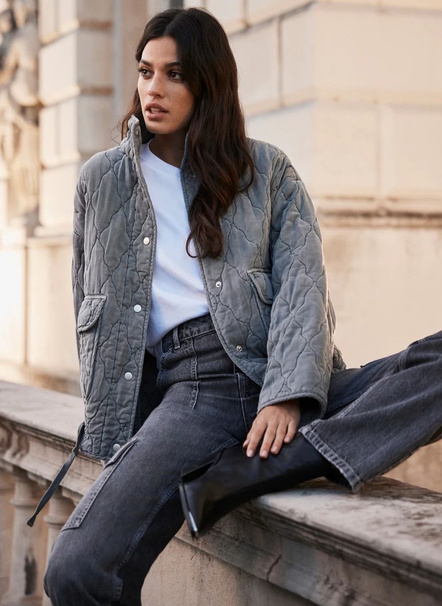 Washed Grey Quilted Jacket | Mint Velvet