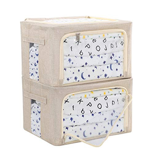 XULAN Large Storage Bins Box, Stackable Foldable Clothes Organizer with Clear Windows and Carry Hand | Amazon (US)