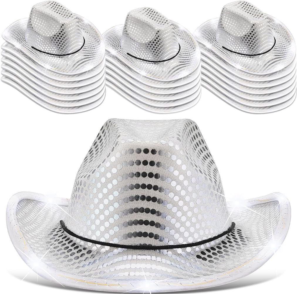 20 Pack Lights Cowboy Cowgirl Hat LED Flashing Light Up Hat for Western Bachelorette Party Weddin... | Amazon (US)