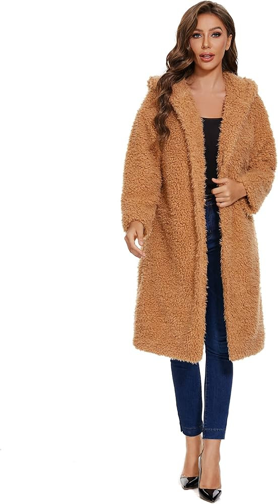 Women Faux Fur Winter Coats Open Front Long Cardigan Coat Warm Women's Fuzzy Fleece Jacket Overco... | Amazon (US)