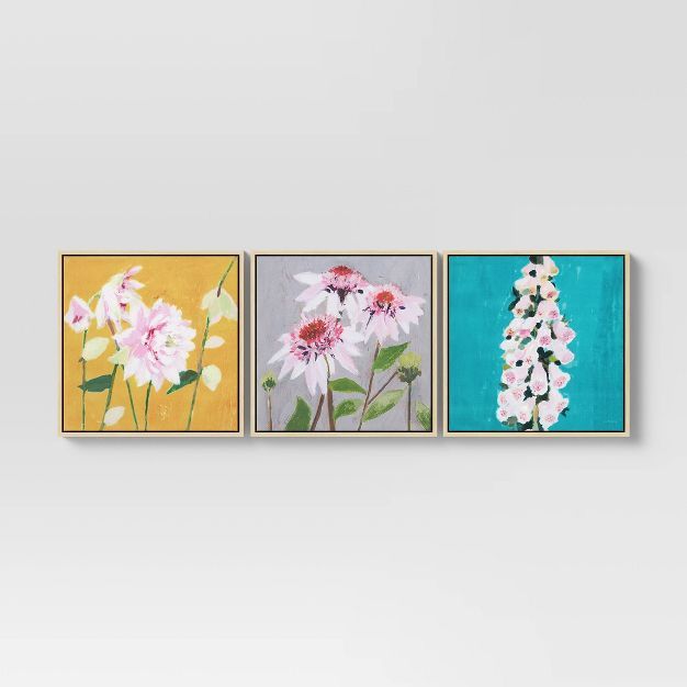 (Set of 3) 12&#34; x 12&#34; Floral Framed Wall Canvas - Threshold&#8482; | Target
