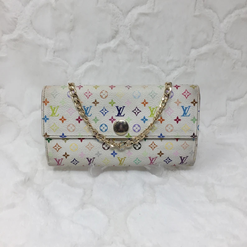 LOUIS VUITTON Multicolor Cream Leather Wallet | Etsy (US)