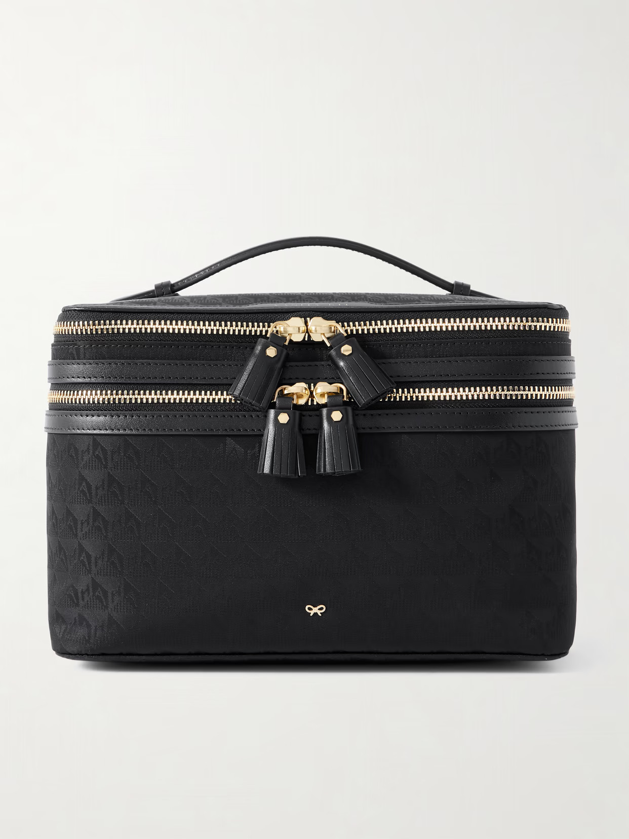 Anya Hindmarch - Vanity Kit Leather-trimmed Jacquard Cosmetics Case - Black | NET-A-PORTER (US)