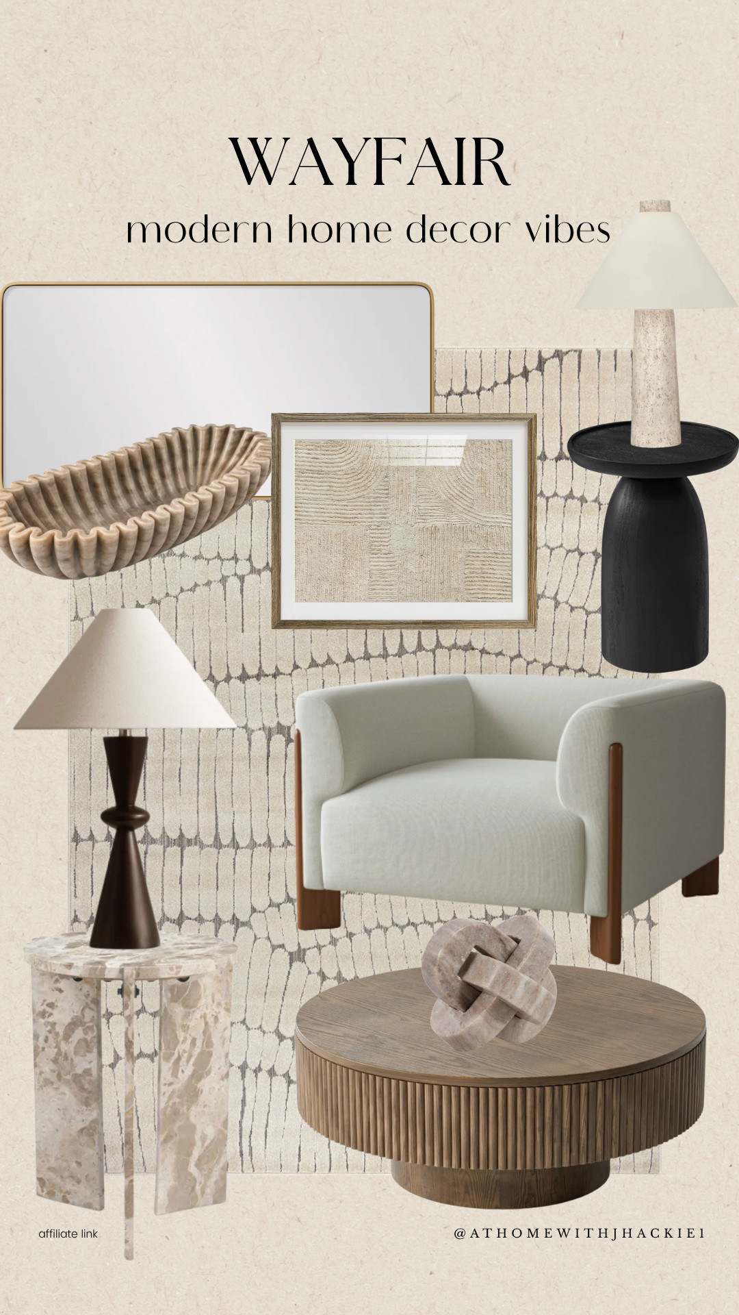 Wayfair home decor, Wayfair furniture, Wayfair home finds, modern home decor, modern living room, neutral living room decor, organic modern decor, contemporary home decor, designer home decor, accent chair, modern coffee table, marble side table, modern table lamp, neutral area rug, abstract wall art, sculptural decor, statement lighting, neutral furniture, warm modern interiors, luxury home decor, elevated home decor, living room inspiration, modern furniture finds, Wayfair finds

#LTKHome