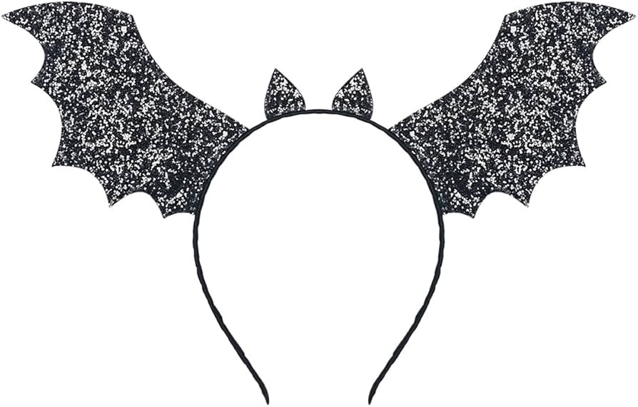 L'VOW Women Bat Wing Headband Sequin Headpiece Hair Clip Fancy Halloween Cosplay Costume (Black-2... | Amazon (US)