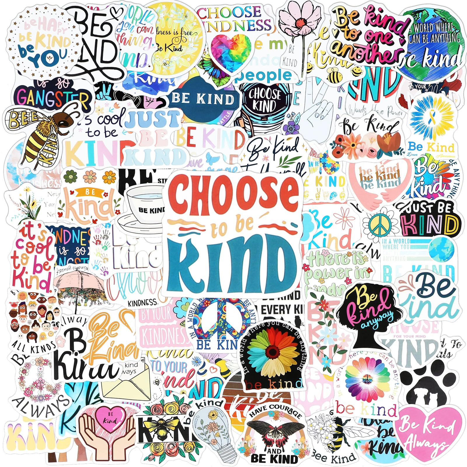 303 Pcs Bulk Kindness Stickers Inspirational Quote Be Kind Stickers Vinyl Waterproof Motivational Encouragement Stickers Positive Laptop Decals for Adults Teens Scrapbook, 101 Styles | Amazon (US)