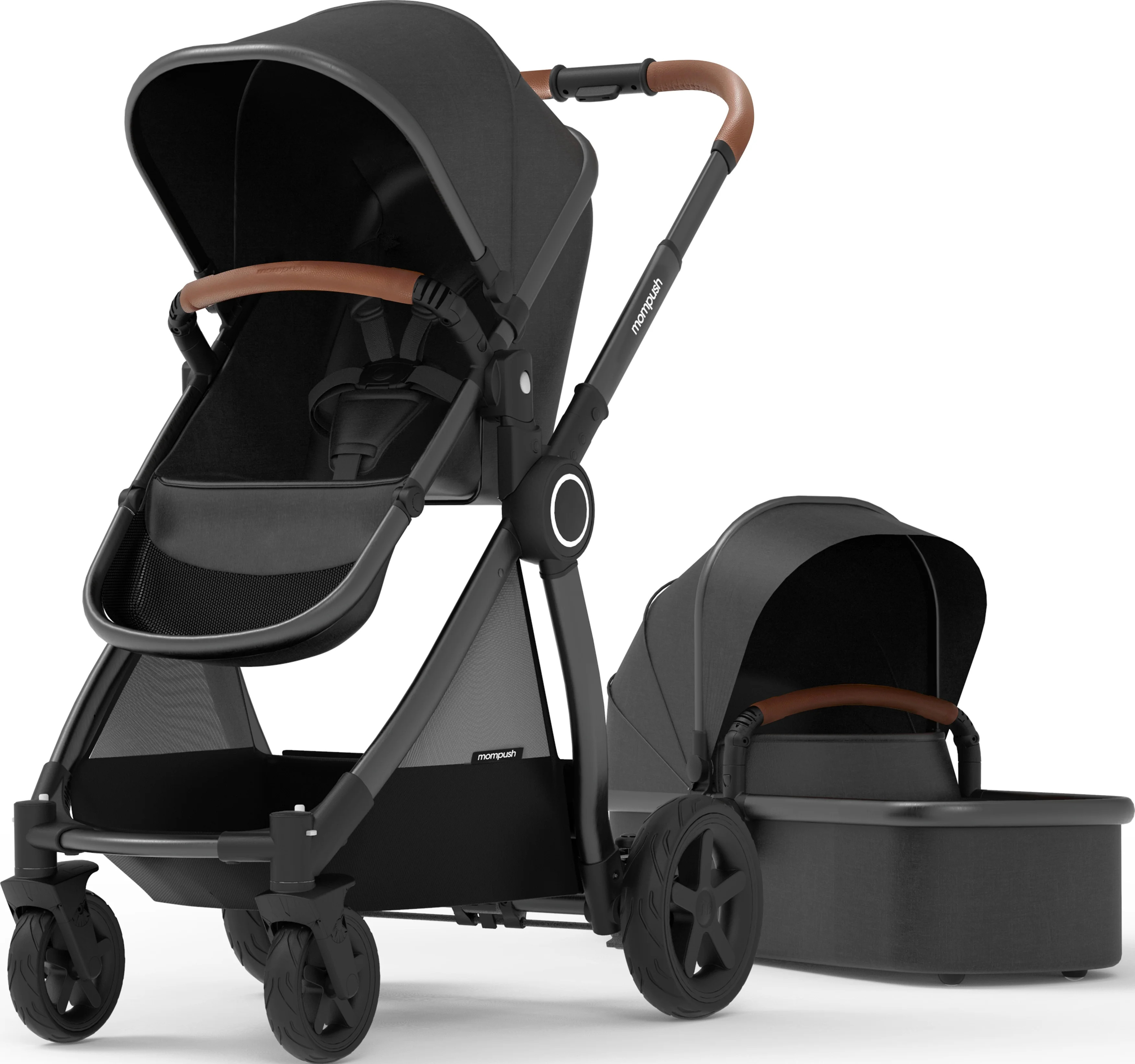 Mompush Ultimate2 Baby Stroller with Bassinet and Adjustable Seat, Black, 25LB, Unisex | Walmart (US)