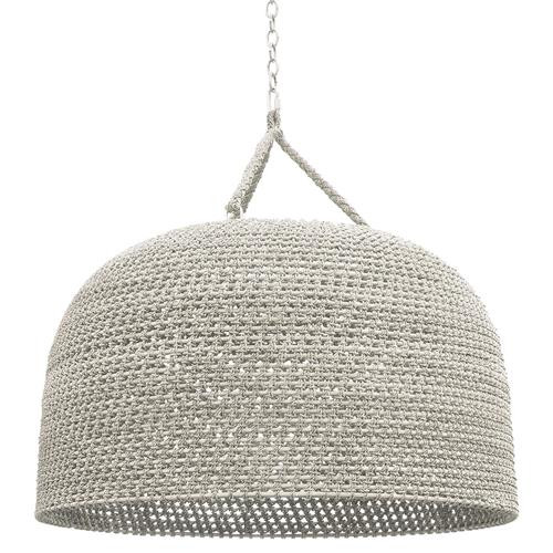 Palecek Green Oaks Coastal Beach White Woven Abaca Rope Dome Pendant - Large | Kathy Kuo Home