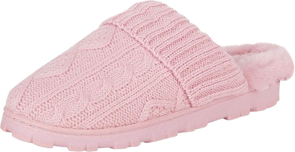 Jessica Simpson Women's Soft Cable Knit Slippers with Indoor/Outdoor Sole | Amazon (US)