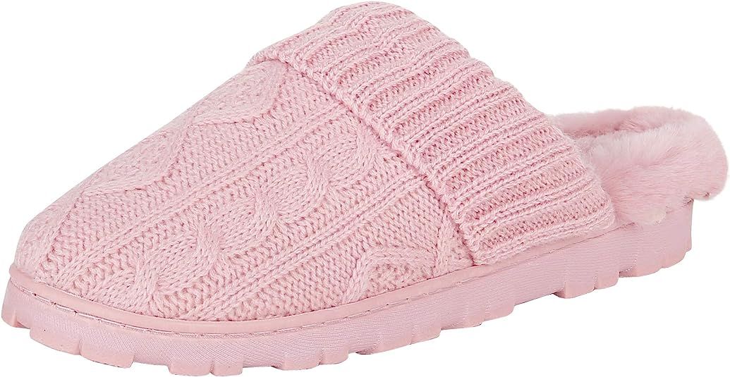 Jessica Simpson Women's Soft Cable Knit Slippers with Indoor/Outdoor Sole | Amazon (US)
