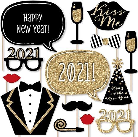 Big Dot of Happiness New Years Eve Party - Gold - 2021 New Year's Photo Booth Props Kit - 20 Coun... | Amazon (US)