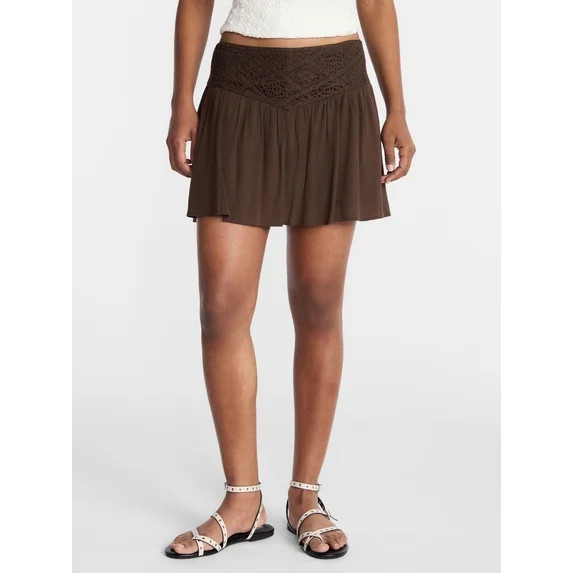No Boundaries Crochet Waist Mini Skirt, Women's XXS-XXL | Walmart (US)