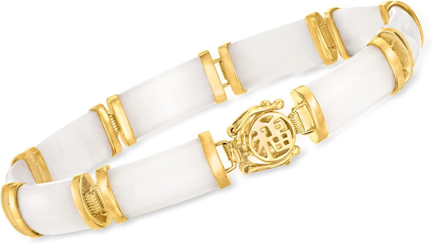 Ross-Simons Good Fortune Jade Bracelet in 18kt Gold Over Sterling | Amazon (US)