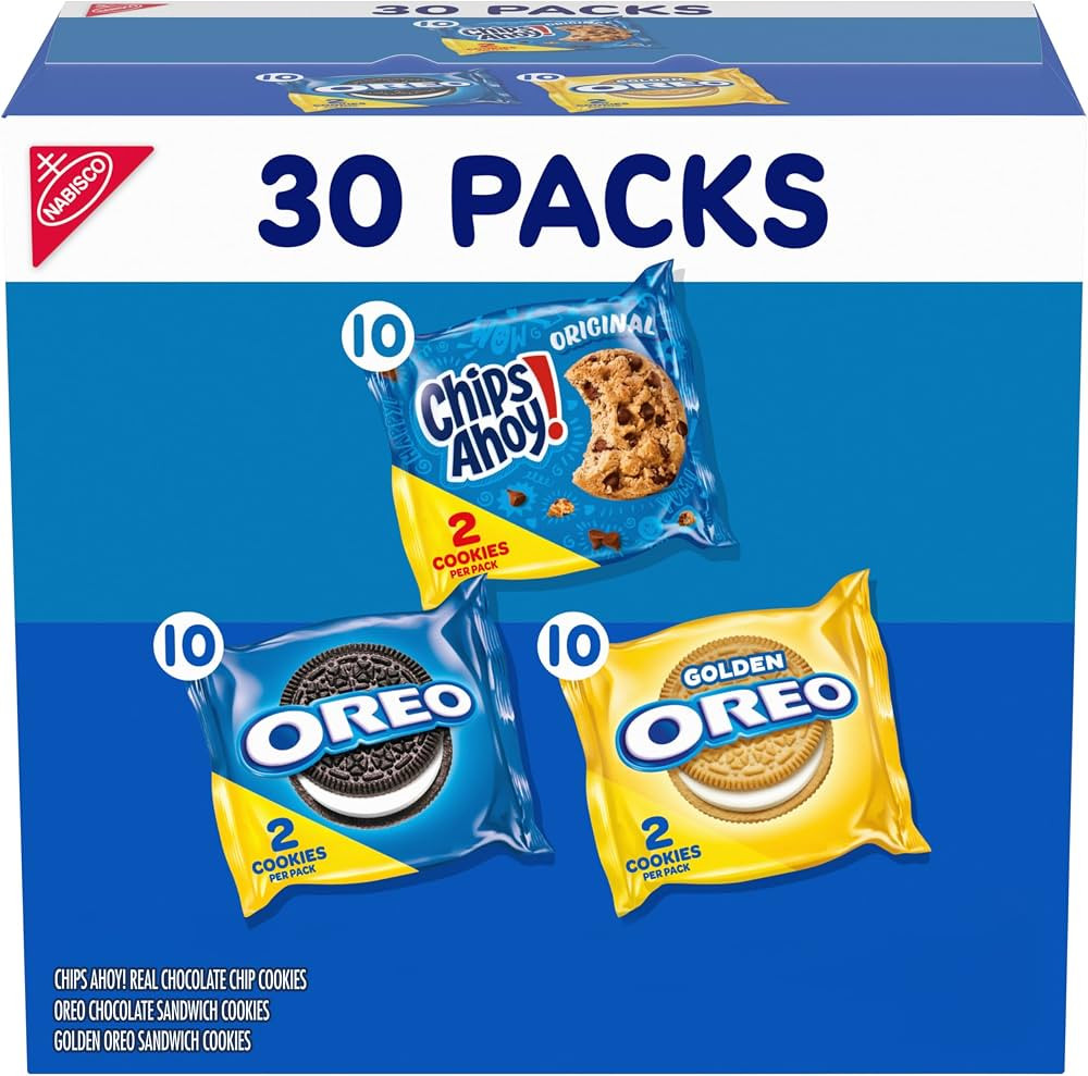 Nabisco Sweet Treats Cookie Variety Pack OREO, OREO Golden & CHIPS AHOY!, 30 Snack Packs (2 Cooki... | Amazon (US)