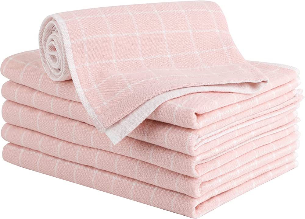 PiccoCasa 100% Cotton Terry Kitchen Towels Set of 6 Plaid Pattern (13 x 29 Inch) Soft Absorbent D... | Amazon (US)