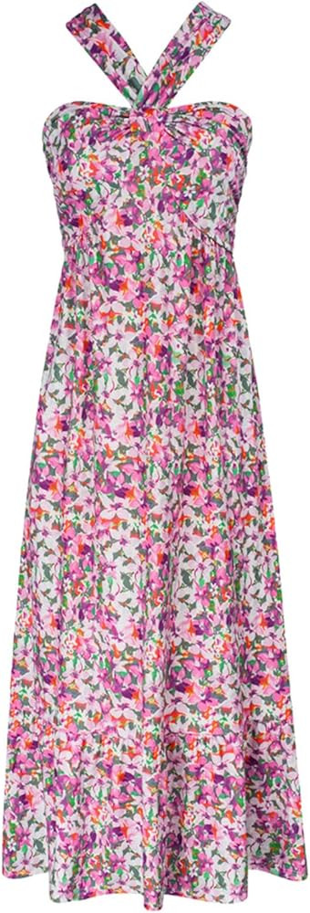 GRACE KARIN 2024 Women's Criss Cross Halter Neck Sleeveless Summer Floral Print Flowy A Line Maxi... | Amazon (US)