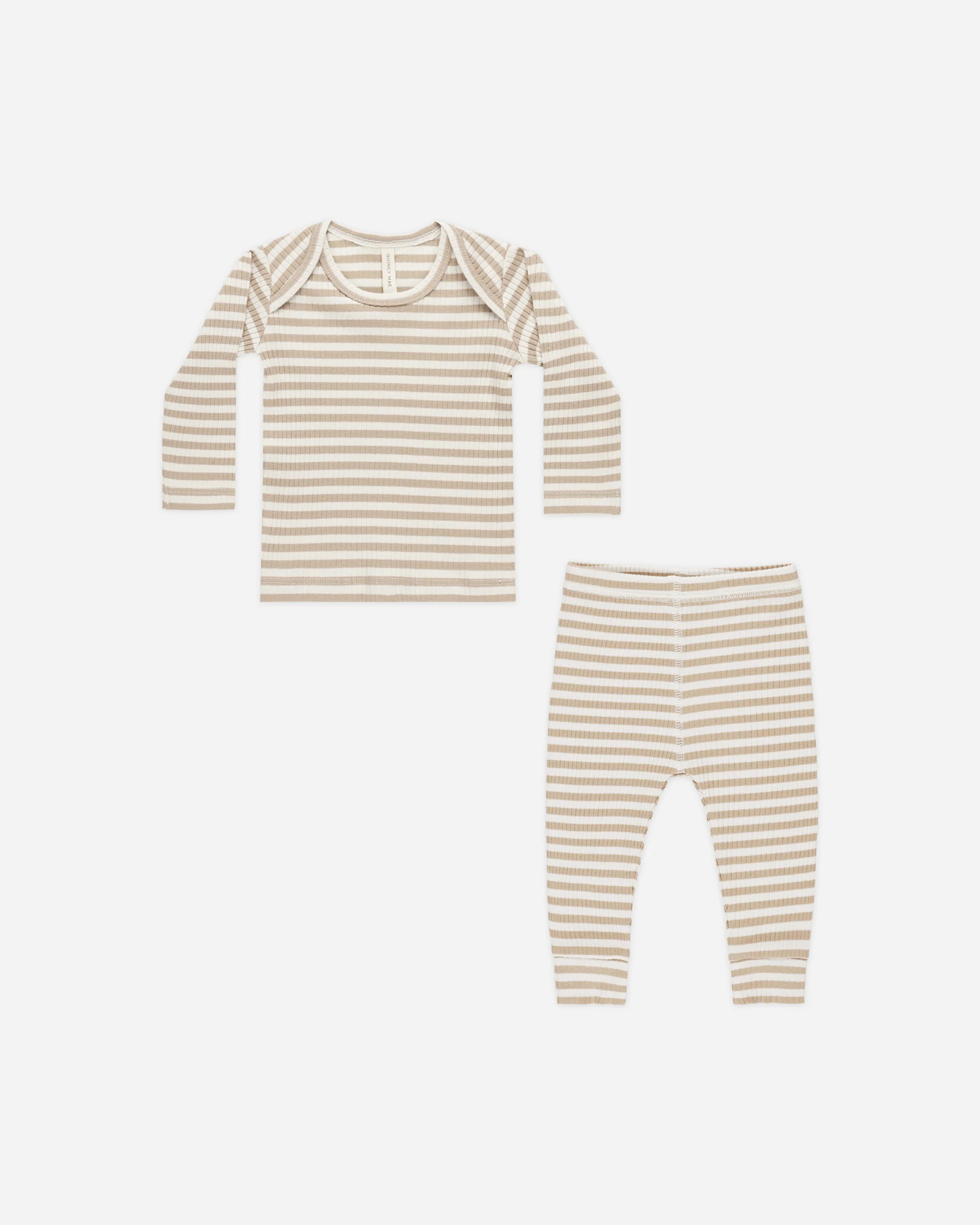 Ribbed Tee + Legging Set || Latte Stripe | Rylee + Cru