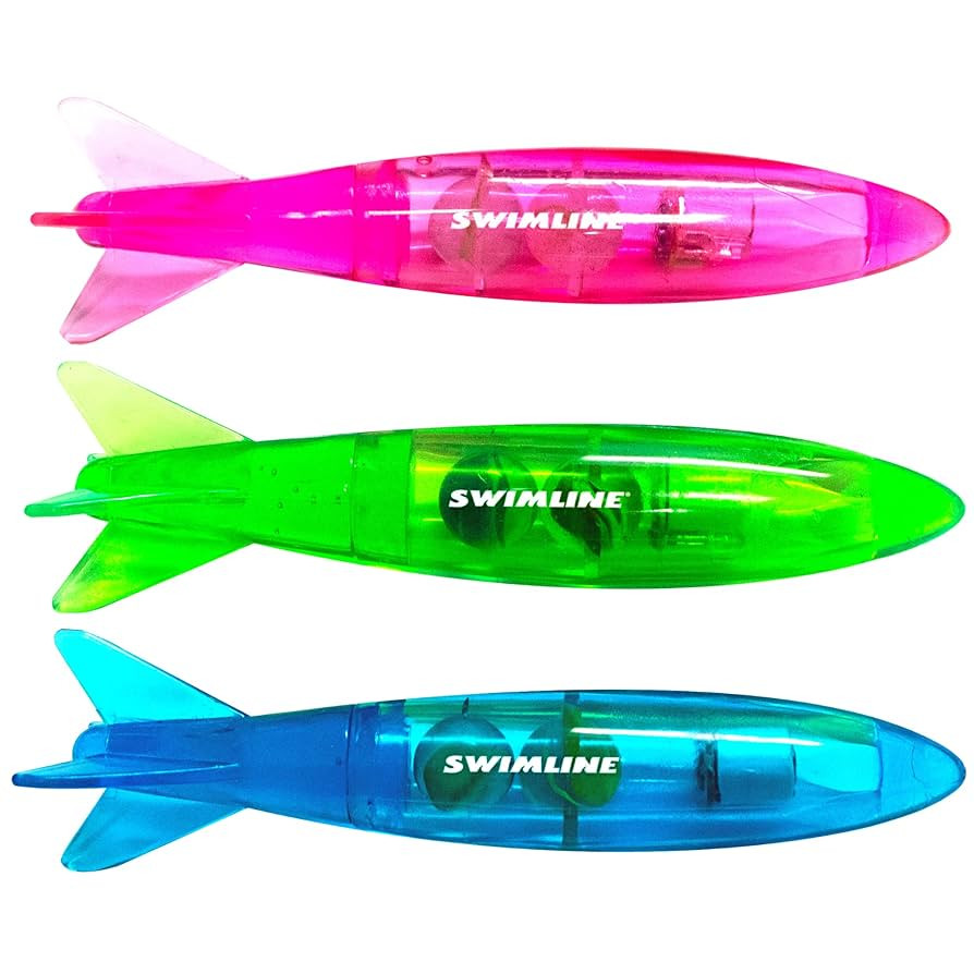Swimline Original 3-Pack Diving Toys LED Light-Up Glowing Fun Torpedo Turbos Catch The Fish Retri... | Amazon (US)