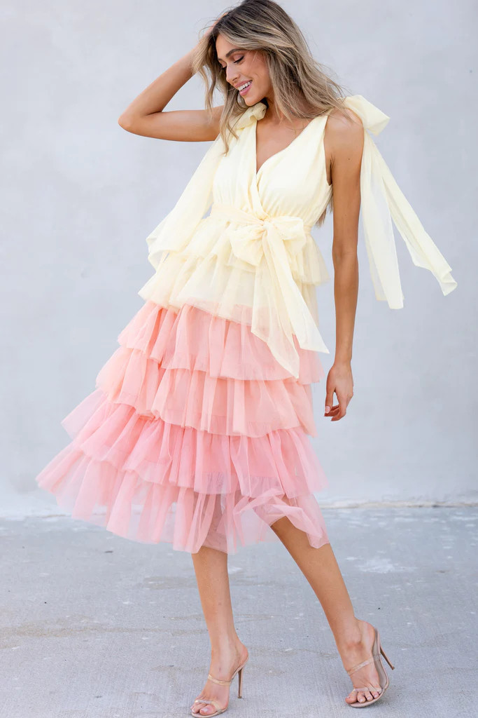 You Can Fly Pink Multi Midi Dress | Red Dress 