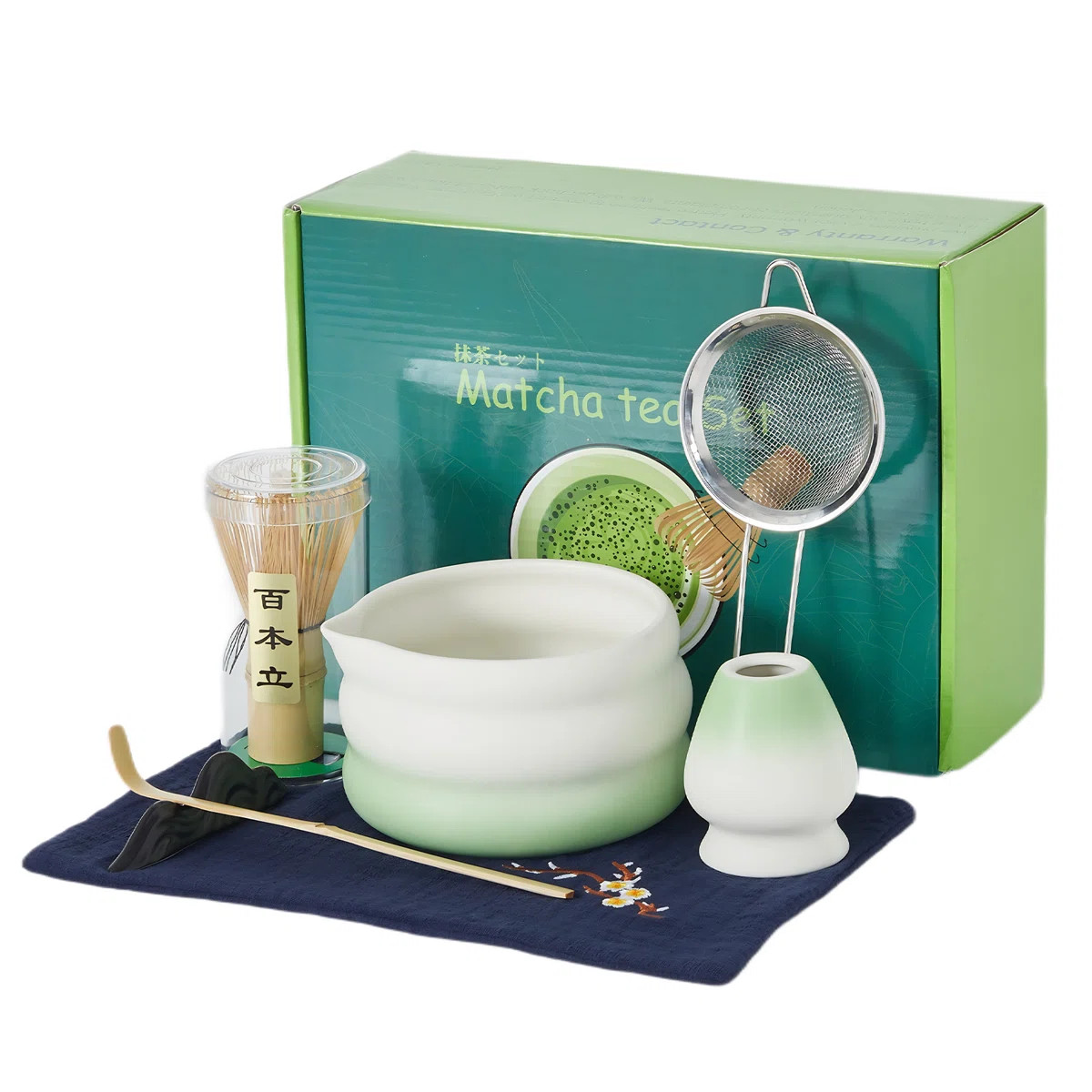 7-Piece Matcha Tea Set with Gradient Green Ceramic Bowl and Bamboo Tools | Wayfair North America