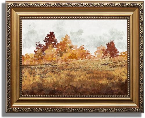 ASTRDECOR Gold Framed Vintage Wall Art, Vintage Yellow Autumn Landscape Canvas Wall Art Prints for Bedroom, Antique Vintage Wall Decor, Farmhouse, Rustic Fall Scenery Pictures Wall Decor for Living Room - 9" x 12" | Amazon (US)