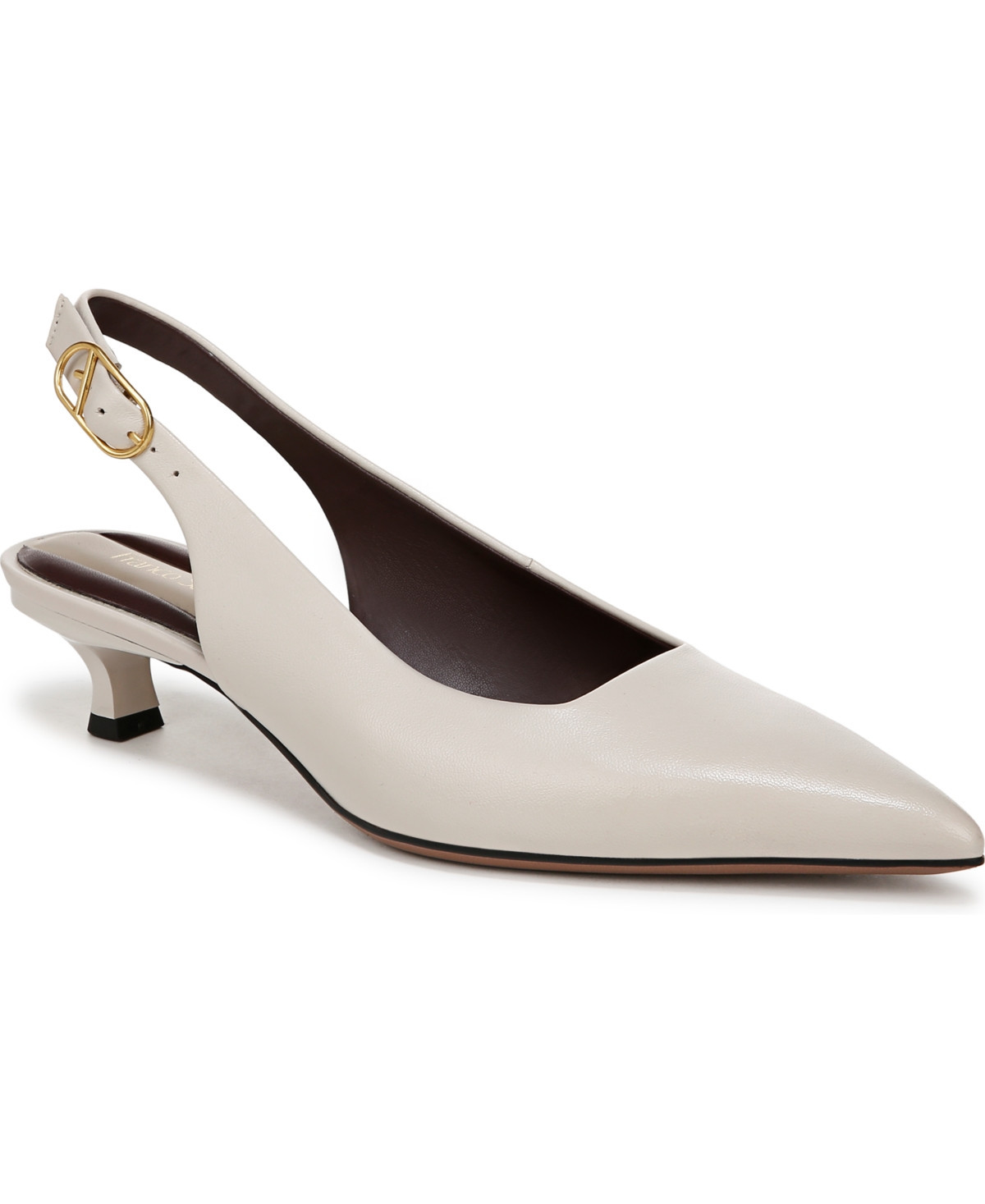 Franco Sarto Women's Marlow Pointed Toe Slingback Kitten Heel Pumps - Chalk White Leather | Macy's