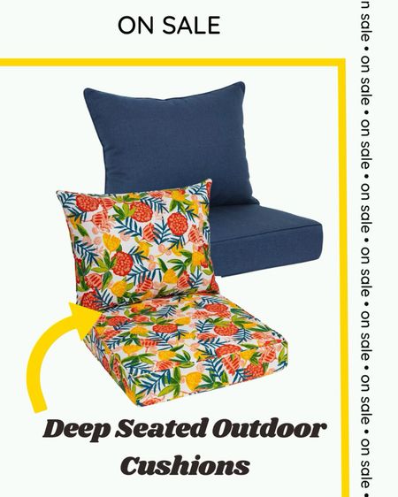 Fun patterned deep seated outdoor cushions on sale at Kohl’s. #patiofurniture #outdoorcushions 

#LTKsalealert #LTKSeasonal #LTKhome