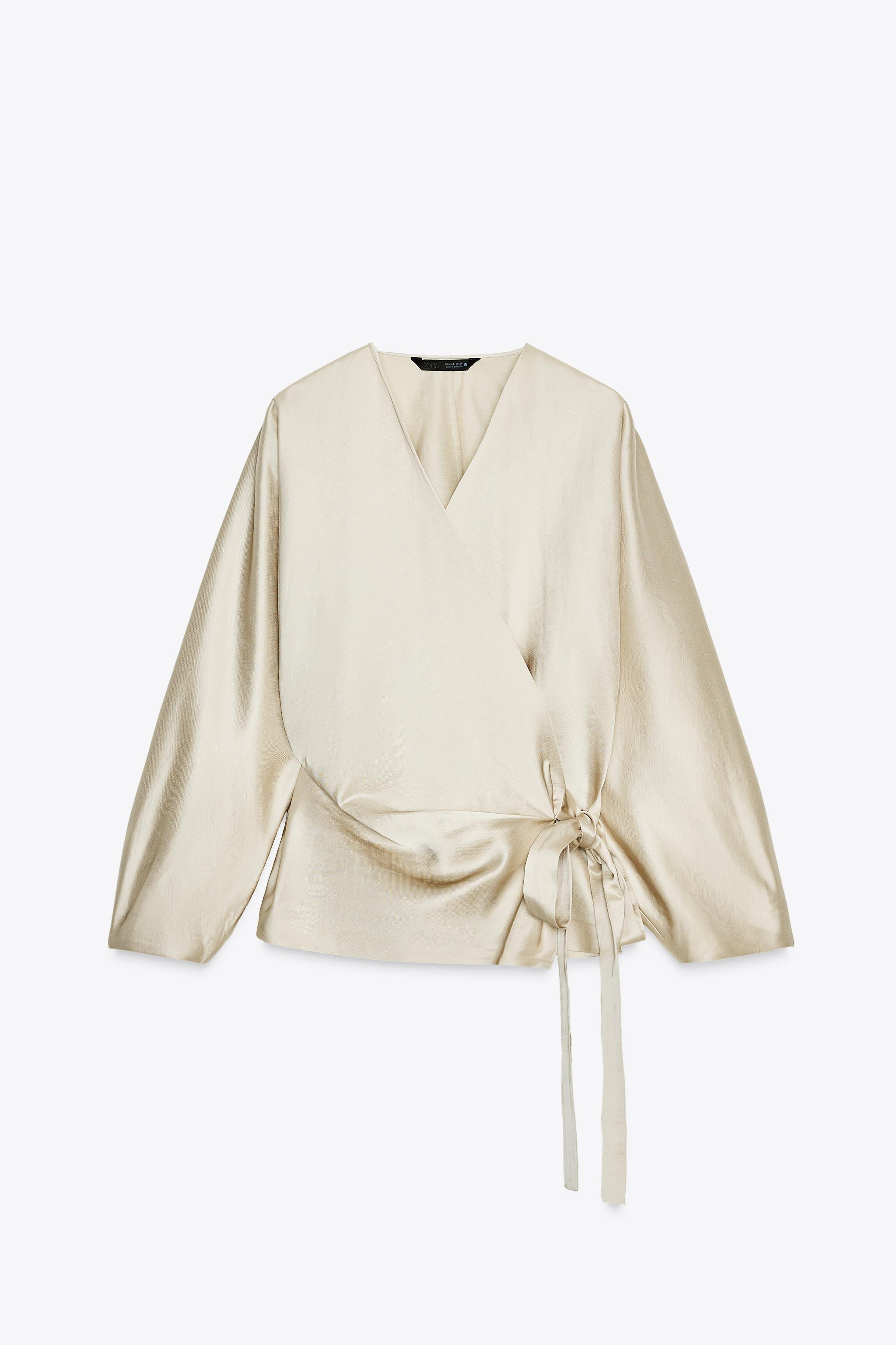GEWICKELTE BLUSE MIT BÄNDERN UND LEINEN ZW COLLECTION | Zara DE