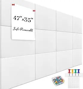 Large Office Cork Board Alternative - 47"x35"12 Pack Felt Wall Tiles Self-Adhesive Safe Removable... | Amazon (US)