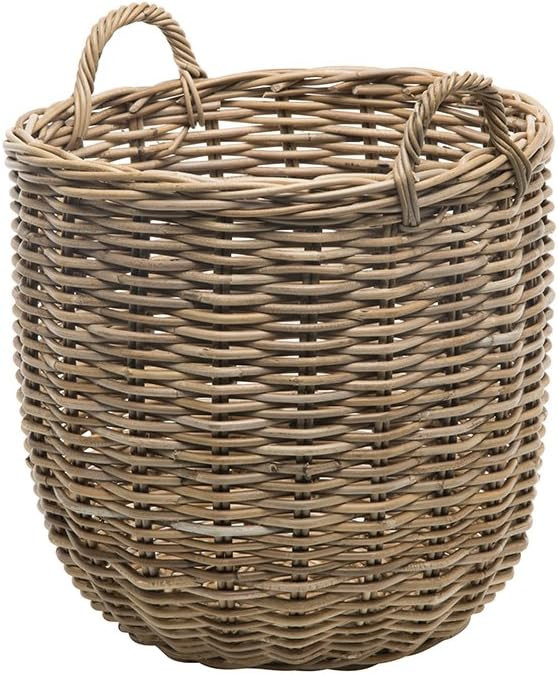 KOUBOO Rattan Kobo Round Storage Basket with Handles, Gray Brown, Large | Amazon (US)