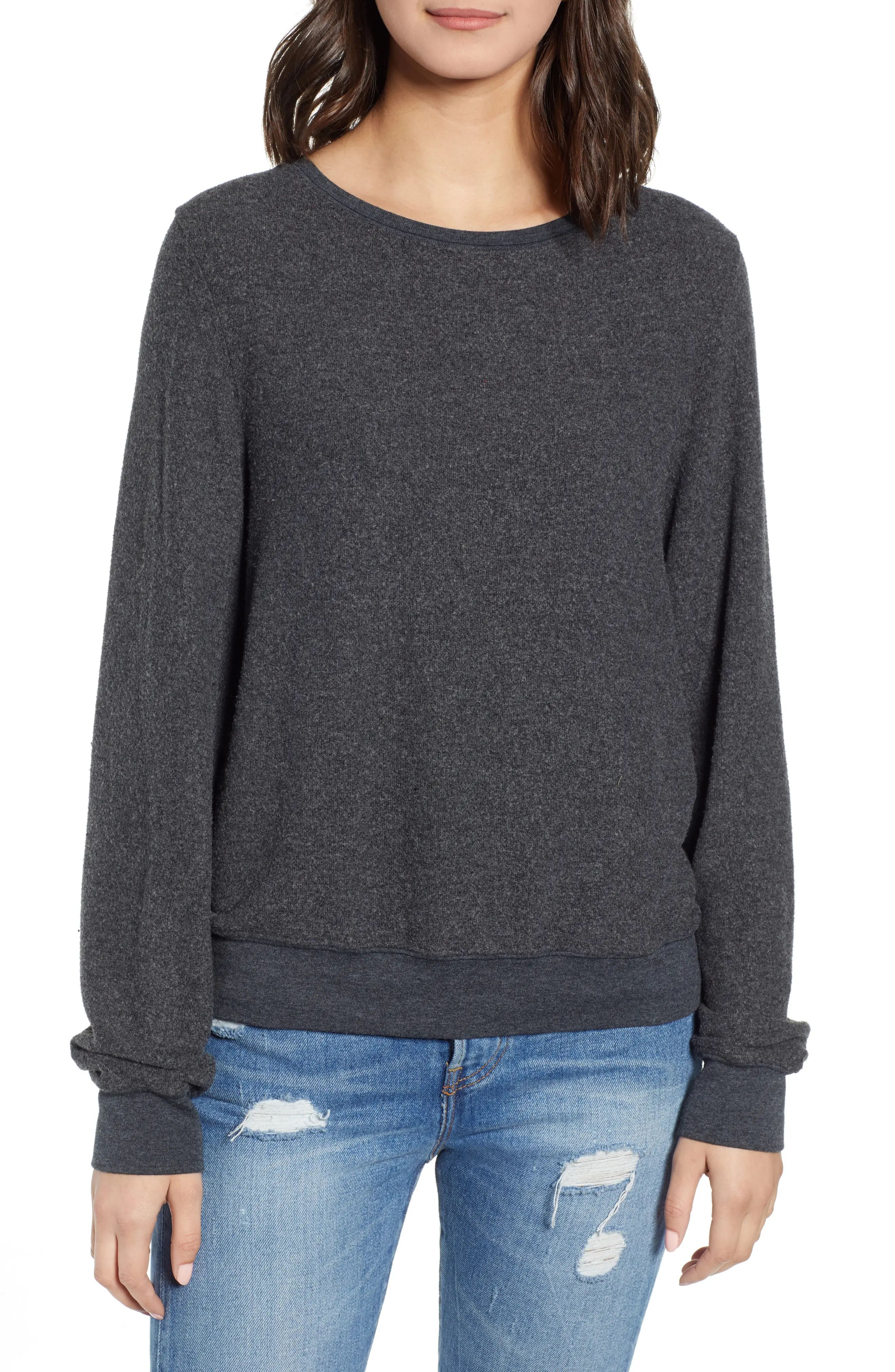 Wildfox Baggy Beach Jumper Pullover, Size Medium in Clean Black at Nordstrom | Nordstrom