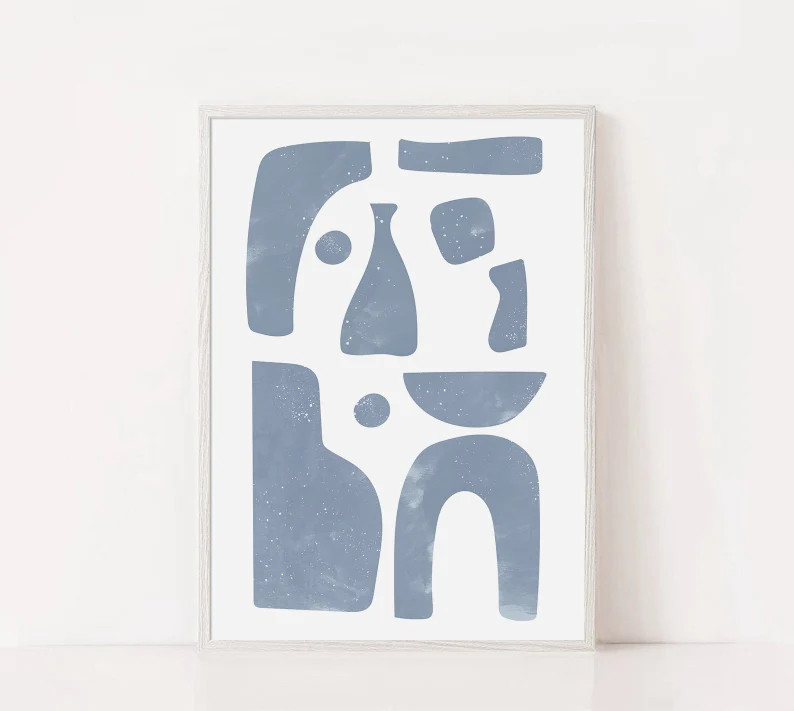 Abstract Geometric Art Blue Gray Print Mid Century Line Art | Etsy Canada | Etsy (CAD)