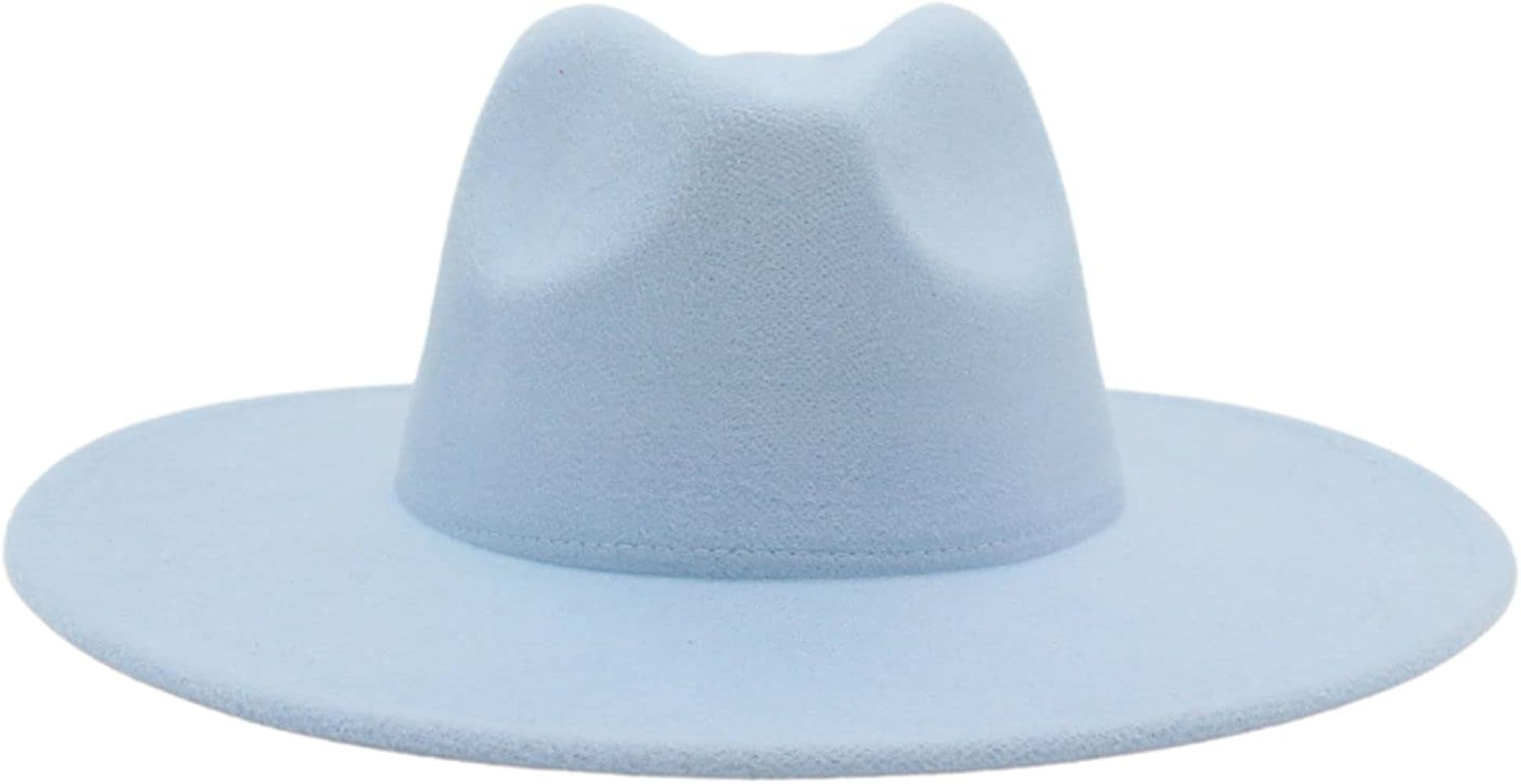 YESBOR Womens Mens Retro Wide Brim Fedora Trilby Hat Vintage Solid Color Jazz Cap | Amazon (US)
