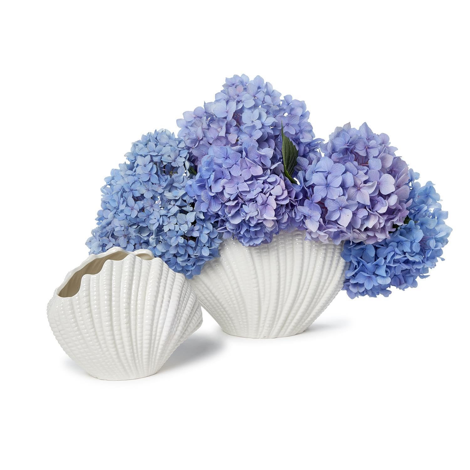 Two's Company High Gloss White Shell Vases, Porcelain, Set of 2 | Amazon (US)