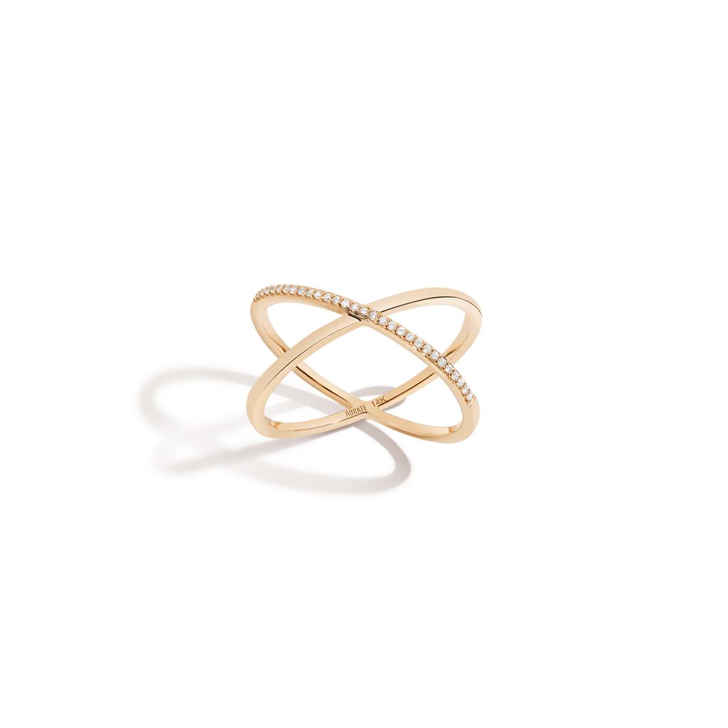 Petite Half Diamond X Ring | AUrate New York