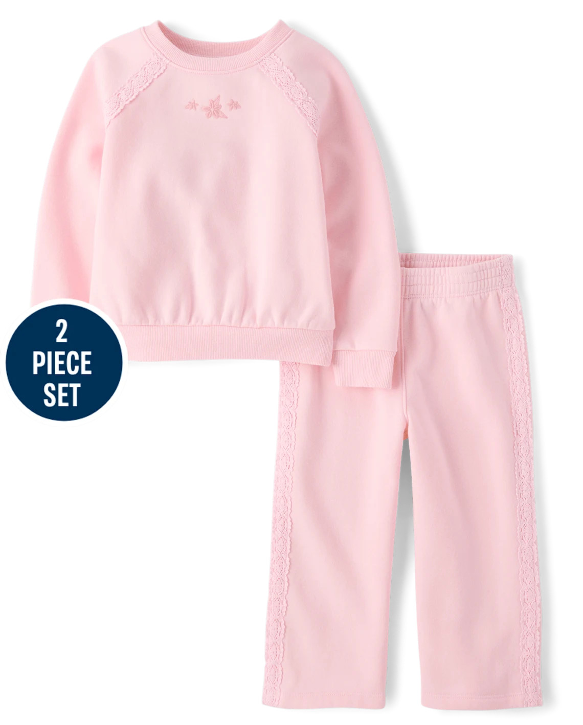 Toddler Girls Crochet Premium Fleece 2-Piece Set - pink | The Children's Place