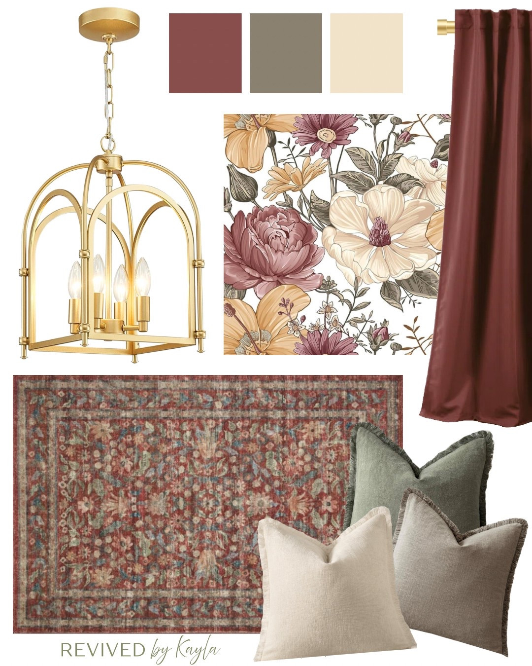 Maroon/burgundy and green moody room design and color palette ✨ This would be beautiful as bedroom or living room decor! Maybe even an office 

#home #livingroom #bedroom #decor #inspiration Home decor, home inspo, red home decor, living room inspo, bedroom design, home design, room design

#LTKFindsUnder100 #LTKFindsUnder50 #LTKHome