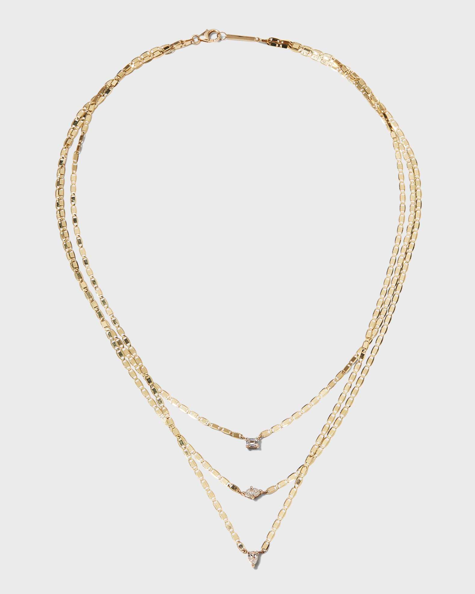 Lana 14k Yellow Gold 3-Diamond Necklace, 16"L | Neiman Marcus