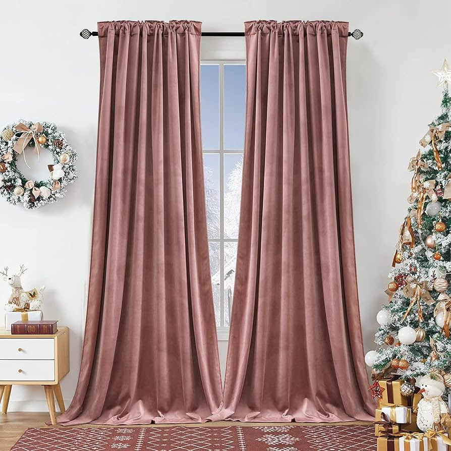 Dchola Wild Rose Velvet Curtains for Bedroom Window, Super Soft Vintage Luxury Heavy Drapes, Room... | Amazon (US)